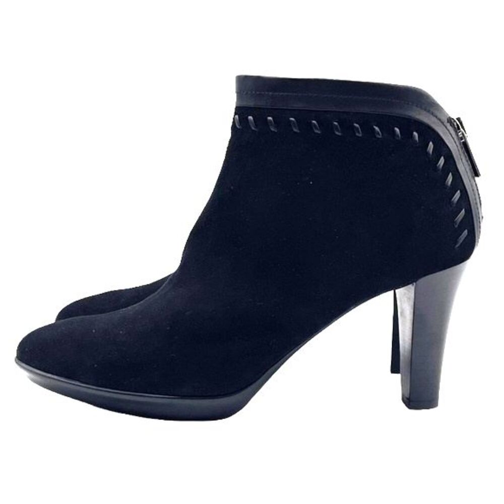 Aquatalia by Marvin K Black Weatherproof Suede Riley Ankle Boots Womens Size 8.5